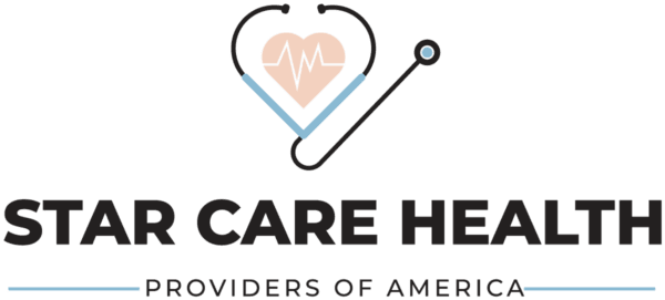 A green background with the words care health providers of america in black.